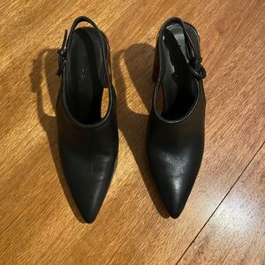 Vince Pyra Black Leather Slingback Heels